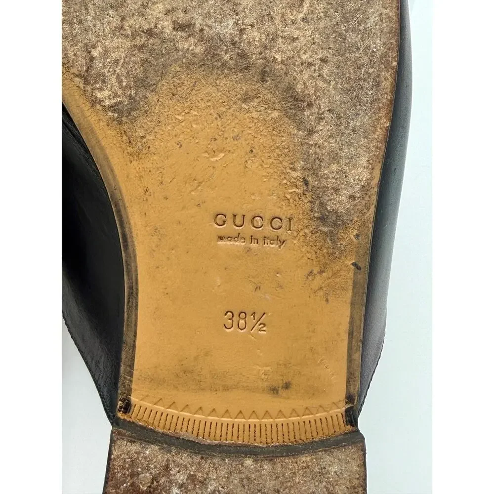 Authentic Gucci Princetown Horsebit Loafers Mules Black Leather Size 38.5 / 8.5